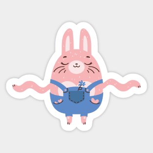 Bunny doing arm wave Sticker